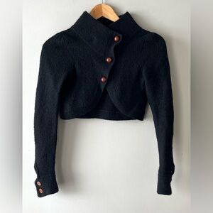 Anthropologie Charlie & Robin Black Wool Blend Cropped Bolero/Shrug – Size Small
